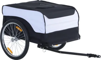 Produktbild von Fahrradanhänger Lastenanhänger Belastbarkeit max. 40 kg Transportanhänger Handwagen Lasten-Fahrradanhänger Weiß+Schwarz Stahl Oxford 140 x 77 x 65 cm