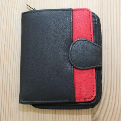 Herren Geldbeutel Portemonnaie Geldbörse Brieftasche Schwarz Rot G1220