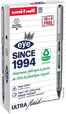 Produktbild von uni-ball Tintenroller eye fine UB-157 VALUE PACK schwarz 20 Stifte