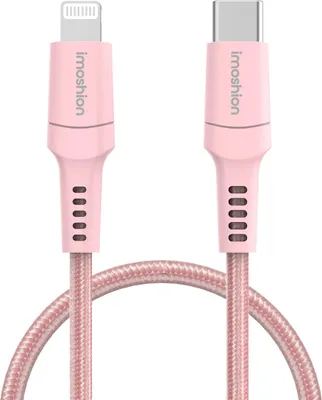 Productafbeelding van imoshion Lightning naar USB-C kabel - Non-MFi - Gevlochten textiel - 1 meter - Roze