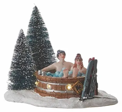 Productafbeelding van Luville Kerstdorp Miniatuur Bubbelbad in het Bos - Kerstversiering Decoratie Binnen - Kerst Decoratie met Verlichting voor Kerstdorp - L13 x B10 x H11 cm - Meerkleurig