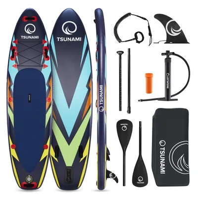 Produktbild von TSUNAMI SUP-Board 320 cm, aufblasbar, Set mit Doppelpaddel, Pumpe und Rucksack, T08