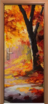 Produktbild von Türposter 80x200 cm Türaufkleber Türtapete Türfolie Klebefolie Landschafts Malerei Herbst Wald