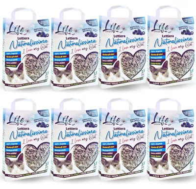 Immagine prodotto di LifeGreen Naturalissima, lettiera naturale per gatti, 16 kg, a base di carbone attivo, con fibra di pisello e mais