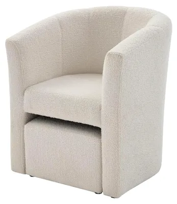 Produktbild von Lounge-Sessel und Hocker - Bouclé-Stoff - Weiß