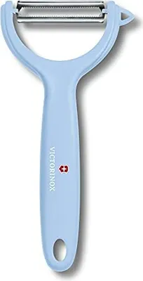 Immagine prodotto di Victorinox, pelapatate per pomodori e kiwi, lama extra affilata, con dentellatura, a doppio taglio, robusto manico in plastica, azzurro,  Switzerland, lavabile in lavastoviglie