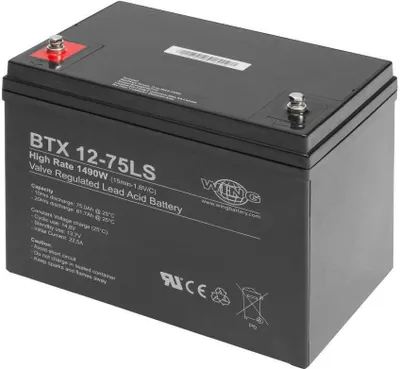 Zdjęcie produktu dla Wing BTX12-75LS 12V 75Ah wysokoprądowy akumulator ołowiowy AGM ołowiowo-żelowy