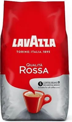 A bag of Lavazza Qualità Rossa coffee beans.