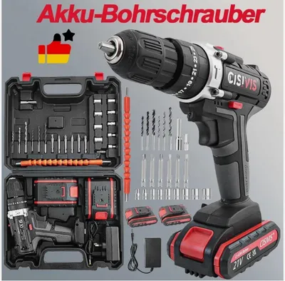 Produktbild von Mit 2 Akkus Ladegerät 21V Akkuschrauber Set Schlagbohrschrauber Bohrmaschine