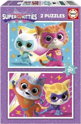 Produktbild von Puzzle, Educa SuperKitties, 2 x 20 Teile, Mehrfarbig, Kinderpuzzle ab 3 Jahren
