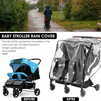 Obrázek produktu pro Pláštěnka na kočárek - ochranný obal na kočárek - chrání kočárek - prodyšný a větruodolný design - univerzální - průhledná