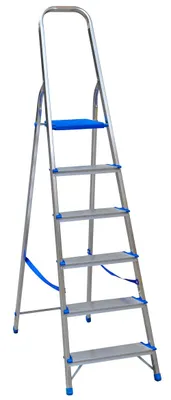 Produktbild von Freistehende Aluminiumleiter 202 Cm, 5 Sprungschritte + Plattform – Dr1105