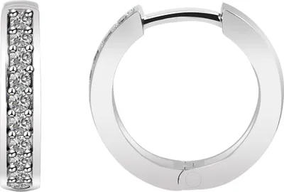 Produktbild von 925/- Echt Silber Klapp-Creolen "Faisa" mit Zirkoniabesatz, 925/rhodiniert