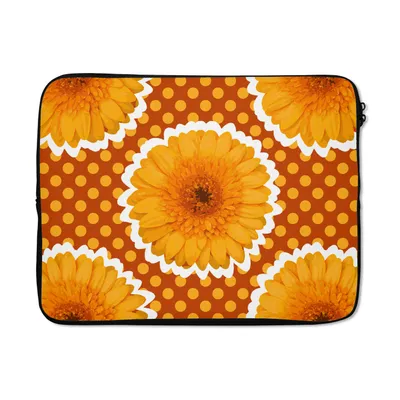 Produktbild von MuchoWow® Laptop Hülle 15 Zoll Blumen - Punkte - Vintage - Muster Laptoptasche - Laptoptasche - Sleeve - Rundum-Schutz
