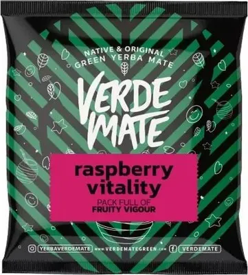 Produktbild von Verde Mate - Mate Tee Probe Raspberry Vitality 50g - 5mm Dicke Blätter, Staubfrei - Mild - Himbeere Aroma - Luftgetrocknet - Yerba Mate Brasilien
