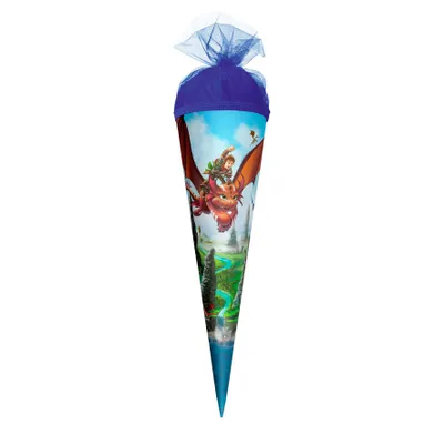 Produktbild von ROTH Geschenk-Schultüte klein Drachenjäger 35 cm rund Tüllverschluss Zuckertüte Schulanfang