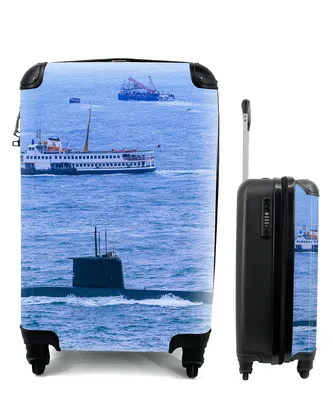 Produktbild von MuchoWow® Koffer Handgepäck Trolley Rollkoffer Kleine Reisekoffer mit 4 Rollen - Ein U-Boot auf See - Cabin Size < 55x40x23 cm & 55x40x20 cm - Fotokoffer - Kabinenkoffer - Boardgepäck - Reise-Box - Reisekoffer - Reisegepäck - Koffer mit Bild - Trolley für Kinder