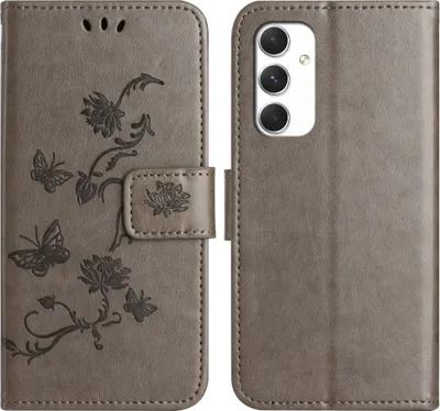 Produktbild von Samsung Galaxy A16 Hülle - Coverup Blumen & Schmetterlinge Klapphülle - Taupe Grau