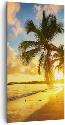 Produktbild von Bild auf Leinwand - Leinwandbild - Meer Strand Palme - 65x120cm - Wand Bild - Wanddeko - Wandbilder - Leinwanddruck - Bilder - Kunstdruck - Wanddekoration - Leinwand bilder - Wandkunst - PA65x120-3922