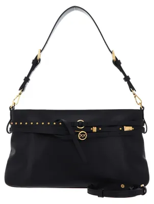 Produktbild von PINKO Umhängetasche Schultertasche Belt Bag Classic Vitello Morbido Black - Antique Gold schwarz