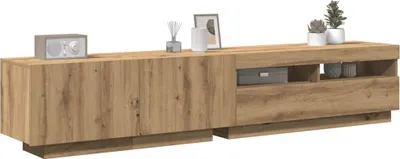 Image de vidaXL Armoire TV avec lampes LED Chêne Artisan 200x35x40 cm