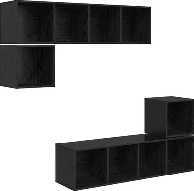 Immagine prodotto di vidaXL Set di mobili TV 4 pezzi in rovere nero, materiale a base di legno