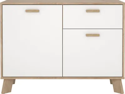 Produktbild von Ikast Sideboard 2 Türen, 1 Schublade Eichen-Nachbildung, weiß.