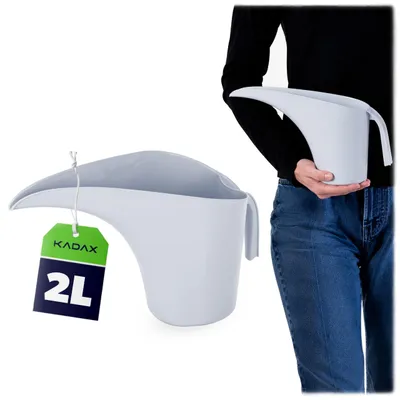 Produktbild von KADAX Gießkanne 2 Liter, Grau, kleine Blumengießkanne aus Kunststoff für Zimmerpflanzen, moderne Giesskanne mit ergonomischem Griff und langem Ausguss
