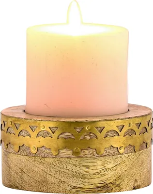 Image de Boho Déco Bougeoir en bois Halid