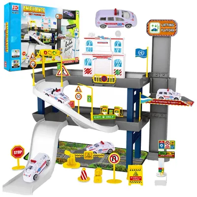Zdjęcie produktu dla Tor samochodowy parking + ambulans 44 el.