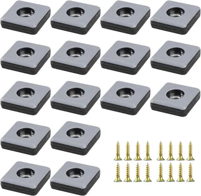 Produktbild von 16 Teflongleiter zum Schrauben 25 mm | Quadratische Möbelgleiter für schwere Möbel