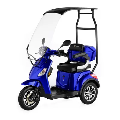 Produktbild von Veleco Draco Seniorenmobil - Dach mit Windschutzscheibe - Entnehmbarer Lithium Akku - 800W - Elektromobil - 3-Rad Mobilitätsroller - Alarm (Blau)