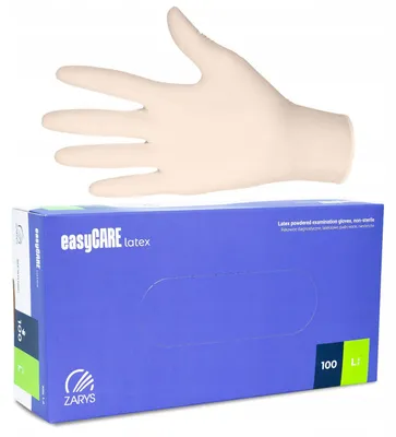 Produktbild von Zarys easyCARE Latexhandschuhe Gr. L puderfrei 100 Stück