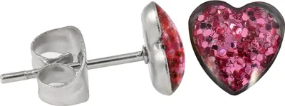 Produktbild von Ohrstecker Chirurgenstahl glitzerndes Herz Farbe - Pink