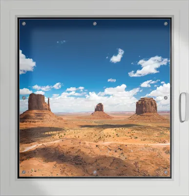 Produktbild von Wallario Lichtschutzbild, Dekorativer Sichtschutz Sonnenschutz 96 x 100 cm mit Motiv: Monument Valley - Verdunklung ohne Bohren