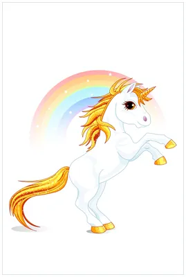 Produktbild von Wallario Wandbild aus Acryl, 90 x 60 cm, freischwebende Optik - Weißes Einhorn vor einem Regenbogen