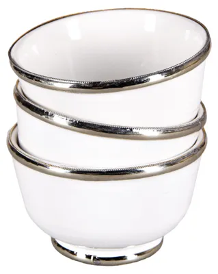 Zdjęcie produktu dla Zestaw 3 małych, orientalnych miseczek ceramicznych, okrągłe, Cariba, białe, średnica 11 cm. Kolorowe, marokańskie miseczki ceramiczne, idealne do tapas i przekąsek. Małe, orientalne miseczki ceramiczne, które mogą służyć jako naczynia i dekoracja