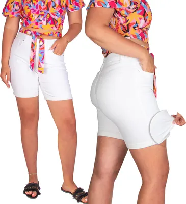 Produktbild von FIRI Damen Sommer-Jeansshorts, Weiß, 44 XXL