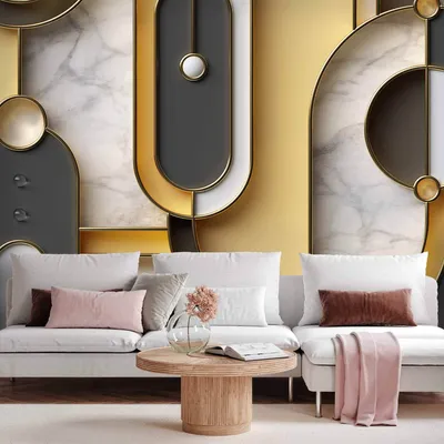 Produktbild von Vlies Fototapete - Gold-marble Geometric Pattern 200x140 cm Abstrakt f-B-10098-a-a