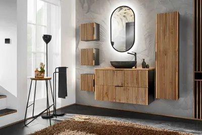 Zdjęcie produktu dla COMAD | Zestaw mebli łazienkowych, szafka pod umywalkę + szafki wiszące, XILO, CZARNY