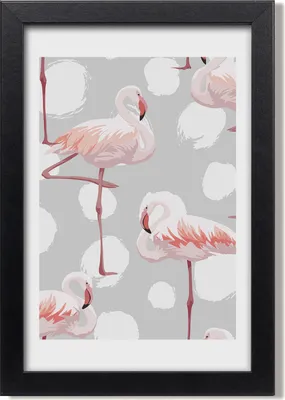 Produktbild von Bild 20x30 MDF-Rahmen, Wandkunst Flamingos und Punkte
