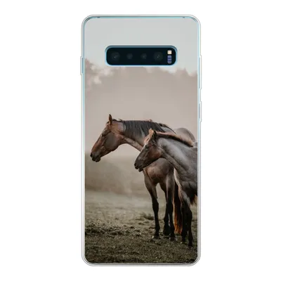 Produktbild von MuchoWow® Handyhülle Schutzhülle Hülle für Samsung Galaxy S10 Plus Pferde - Nebel - Wiese Silikon Softcase Handy Hülle - Schutzhülle