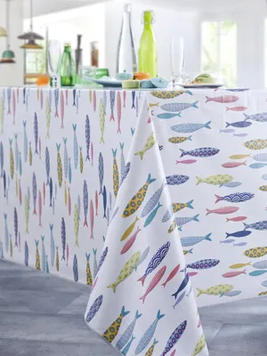 Tischdecke rechteckig 140x200 cm, Schrägband, Fleckenschutz, modern