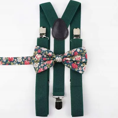 Produktbild von Ankani 109szmim Herren Hosenträger-Set mit Fliege Blumenmuster Grün