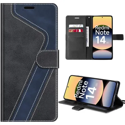 Image de Coque pour Xiaomi Redmi Note 14 5G, Protection Intégrale Anti-Rayures Antichoc Synthécuir Noir