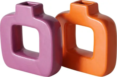 Produktbild von BOLTZE Dekovase 2er Set "Alba" aus Keramik in lila/orange H10cm, Vase