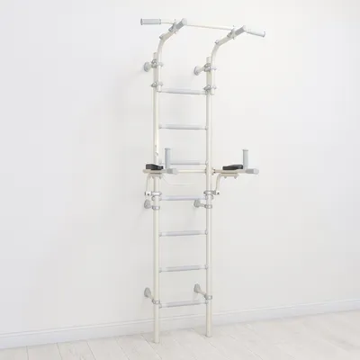 Produktbild von Sprossenwand ClimbMaxx M9 inkl. Dip-Station Weiß / Pastel