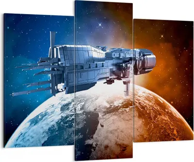 Produktbild von Bild auf Leinwand - Leinwandbild - Kosmos Sputnik - 130x100cm - Wand Bild - Wanddeko - Wandbilder - Leinwanddruck - Bilder - Kunstdruck - Wanddekoration - Leinwand bilder - Wandkunst - CB130x100-3597
