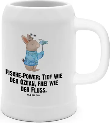 Produktbild von Mr. & Mrs. Panda Krug Fische Astrologie - Weiß - Geschenk, Sternzeichen, Fischer, Humpen, Geschenkidee Zum Geburtstag, Seidel, Keramikkrug, Steinkrug, Bier