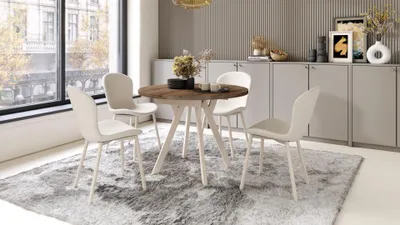 Produktbild von Design Esstisch Almo ausziehbar 90 cm bis 145 cm rund Esszimmer Tisch